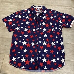 Eighth Avenue 100% Cotton Red White Blue Stars Short Sleeve Shirt